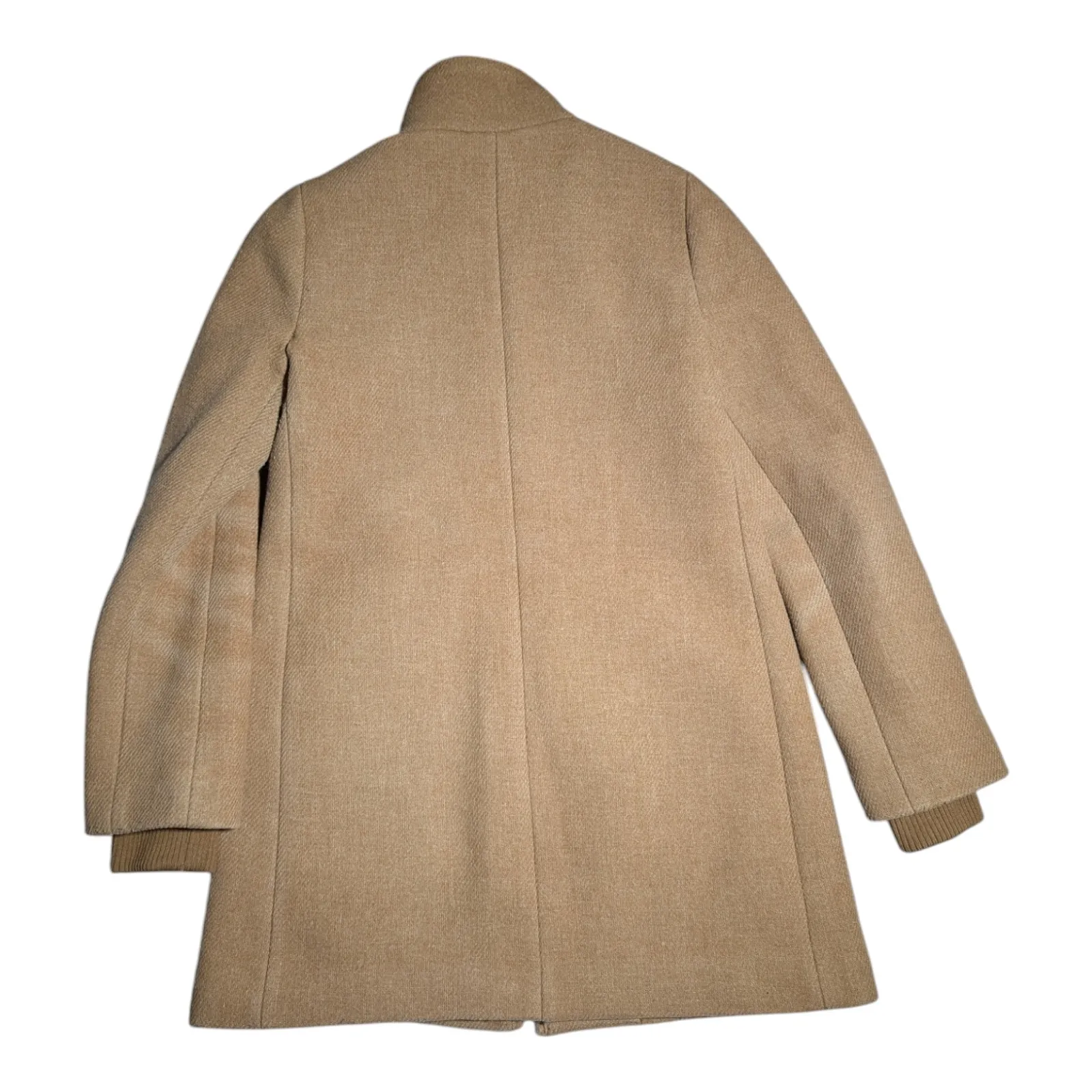 J. Crew Camel Tan Italian Stadium Cloth Wool Blend Full Zip Lodge Coat Sz 2 - Image 2