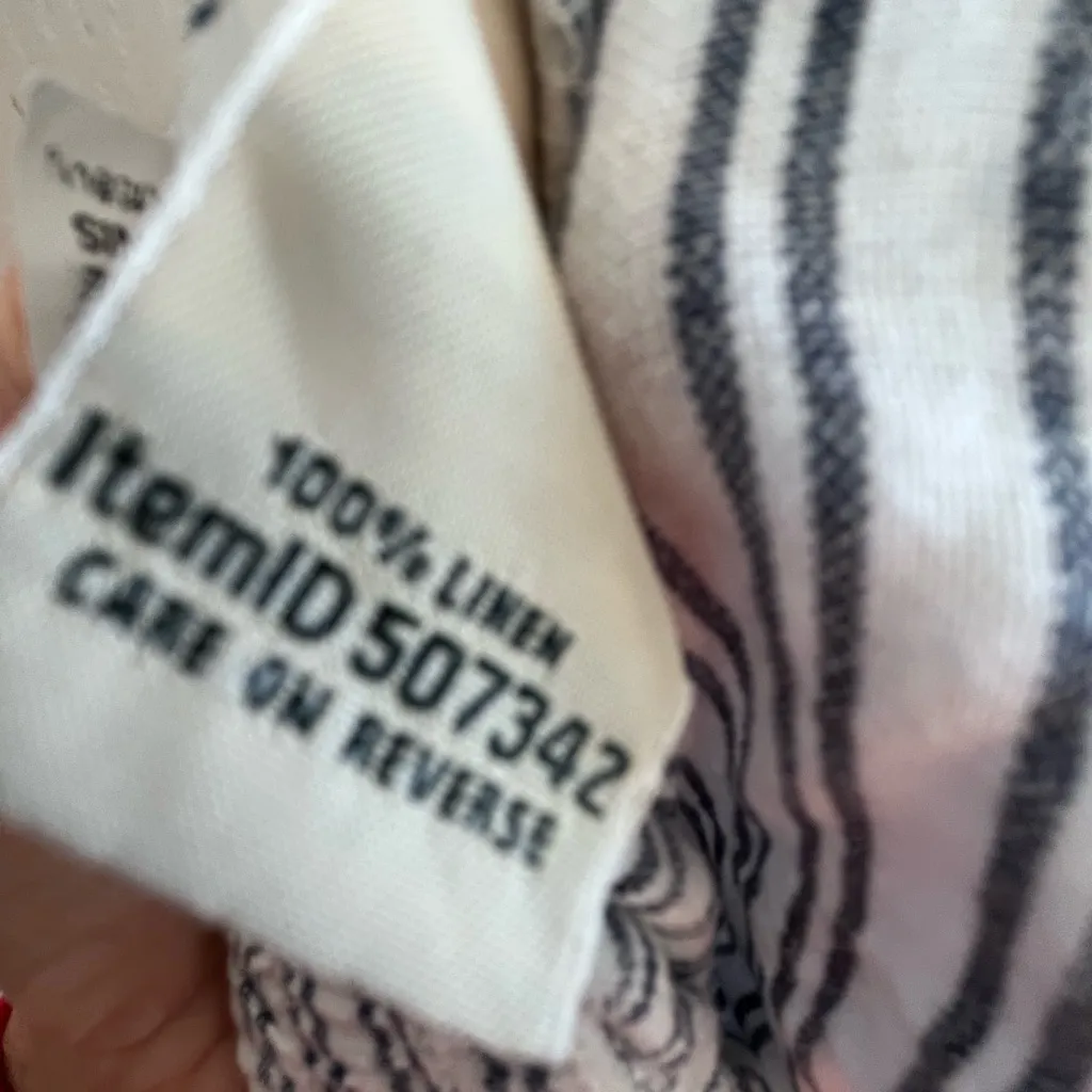 L.L. Bean Black and White Striped 100 % Linen Pants Pockets size 8 Classic Gray - Image 12