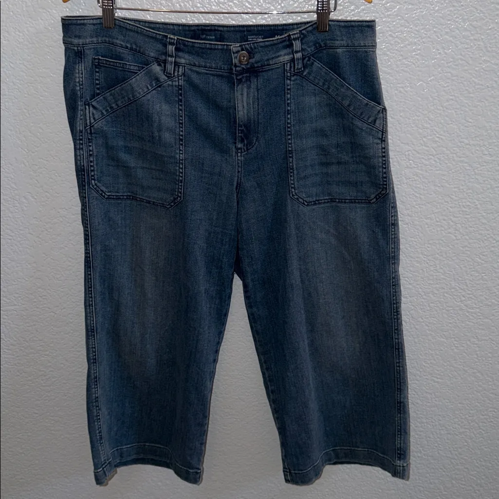 J.Jill Nantucket High Waisted Wide Leg Cropped Jeans Size 16P Blue - Image 3