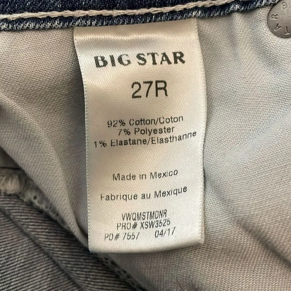 Big Star Maddie Straight Denim Blue Jeans Womens Size 27R Distressed - Image 2