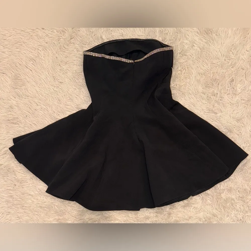 NEW Anthropologie Endless Rose Jewel Trimmed Flounce strapless Mini black sz XS - Image 4