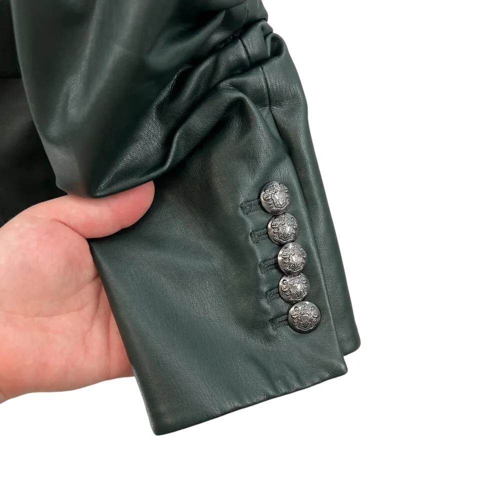 Veronica Beard Hollis Faux Leather Dickey Jacket Blazer Green Size 4 *Flawed - Image 9