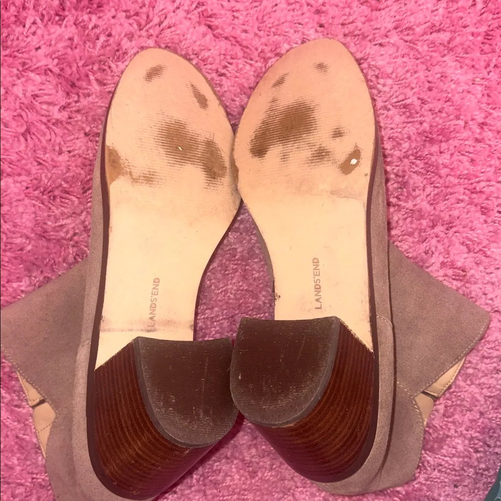 Lands End Suede Booties Taupe Brown Size 11 - Image 7