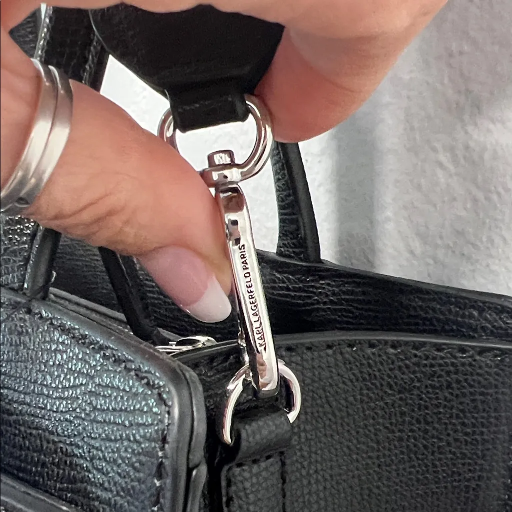 Karl Lagerfeld | Classic Black Crossbody Bag w/ Charm Wallet - Image 6