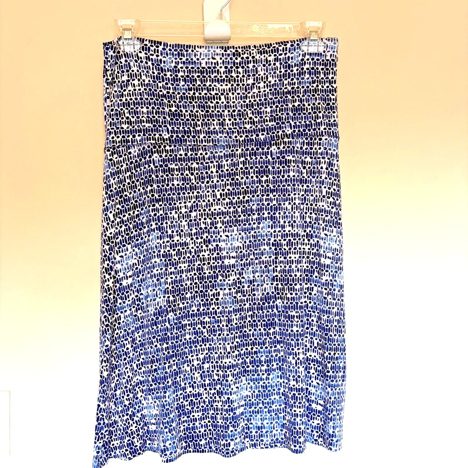 Cynthia‎ Rowley White/Blue Geometric Casual Stretch Foldover Waist Skirt Large - Image 2