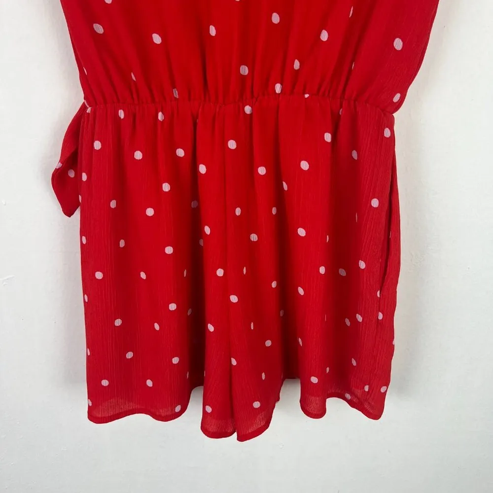 Polka Dot Tie Romper Lipstick Red Size Small S EUC L2611 - Image 15