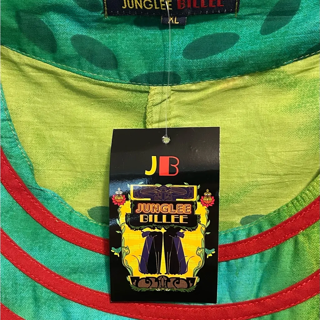 NWT XL Junglee Billee Sleeveless Boho Dress Tie Back & Pockets Green - Image 4