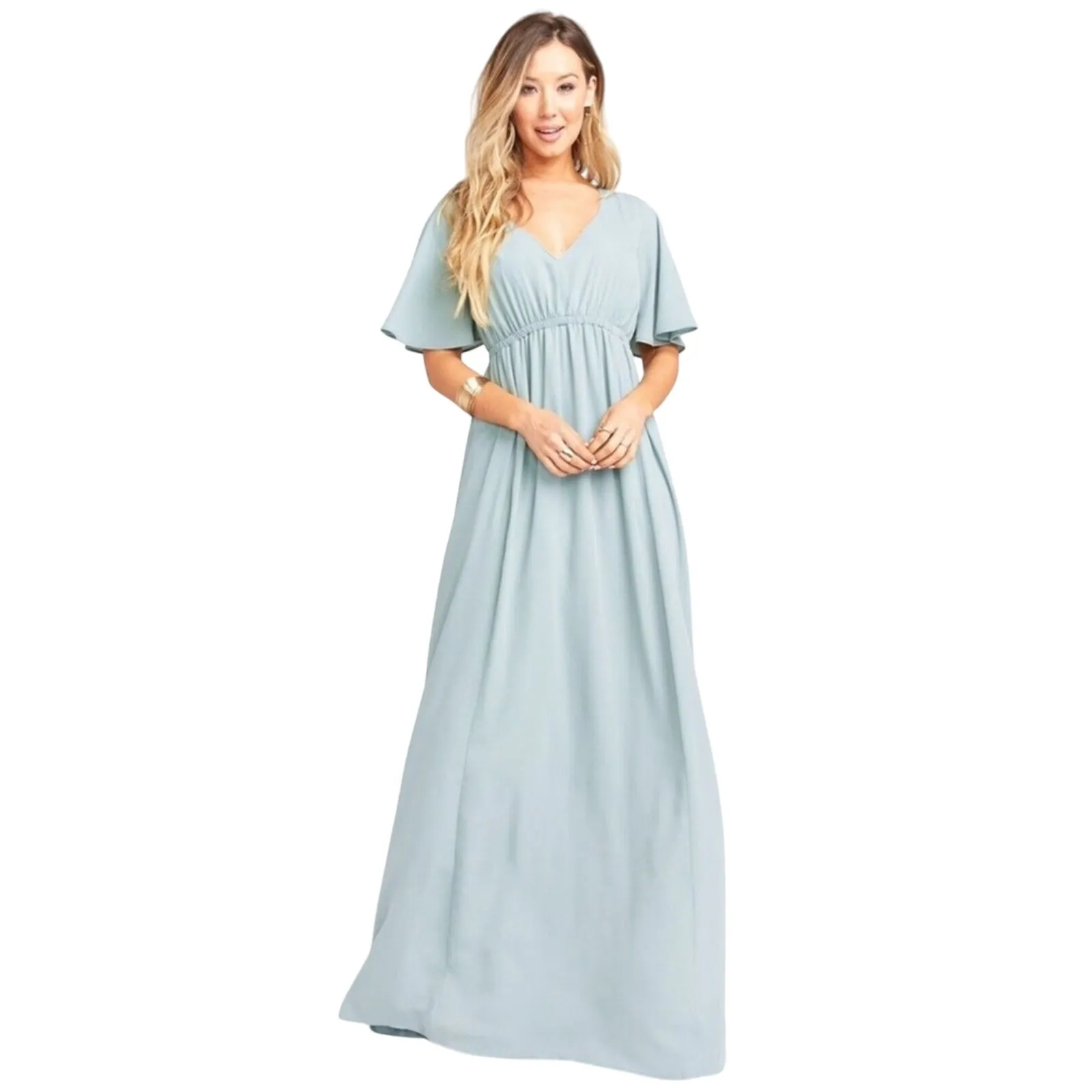 Show Me Your Mumu Emily Silver Sage Maxi Dress L NWT Formal Wedding - Image 16