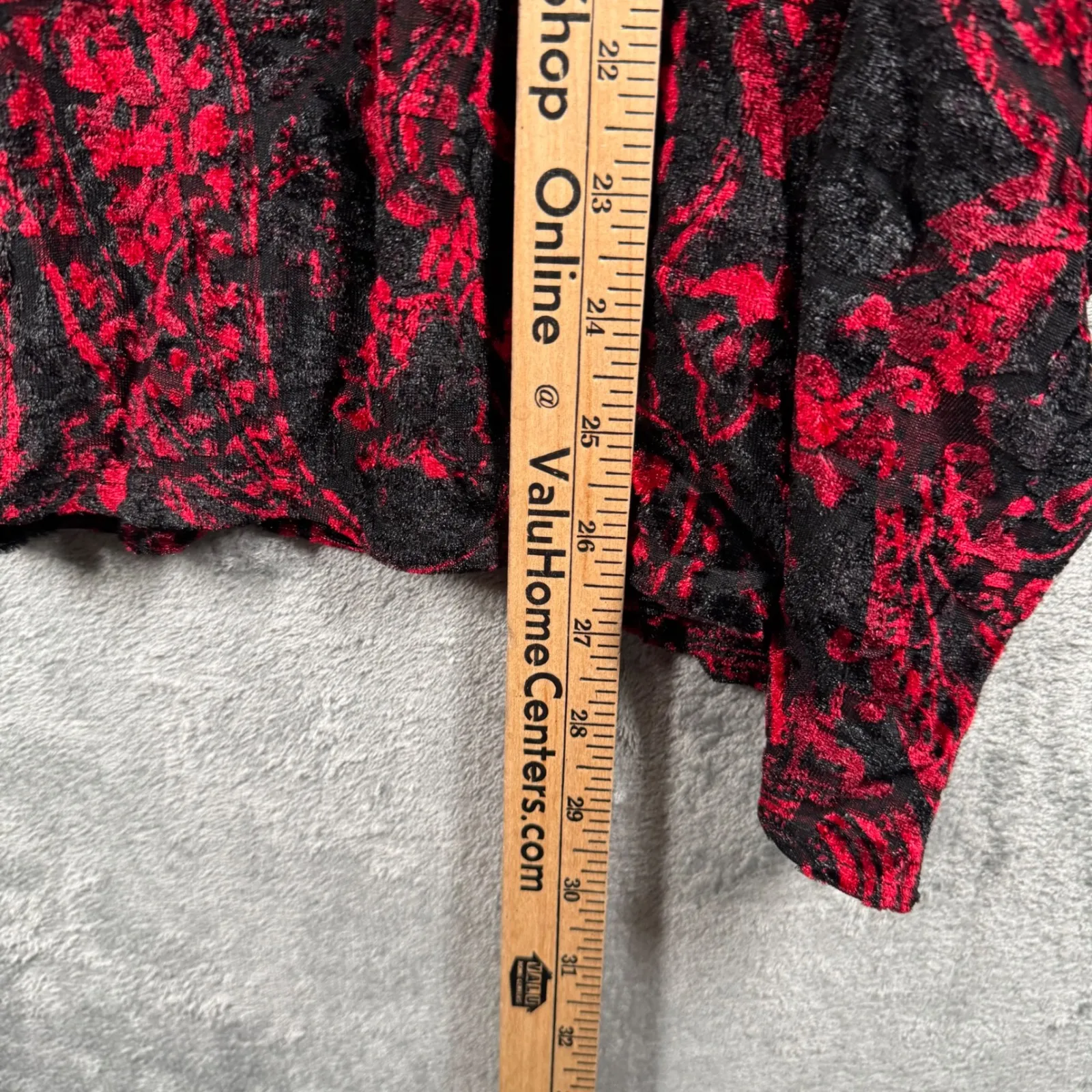 Slinky Brand Caftan Top Small Red Black Velvet Paisley Tunic Poncho Bohemian - Image 8