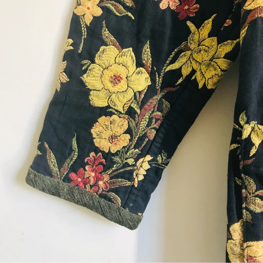 Vintage Indago Design Floral Tapestry Reversible Art to Wear Kimono Jacket Size M - Image 11