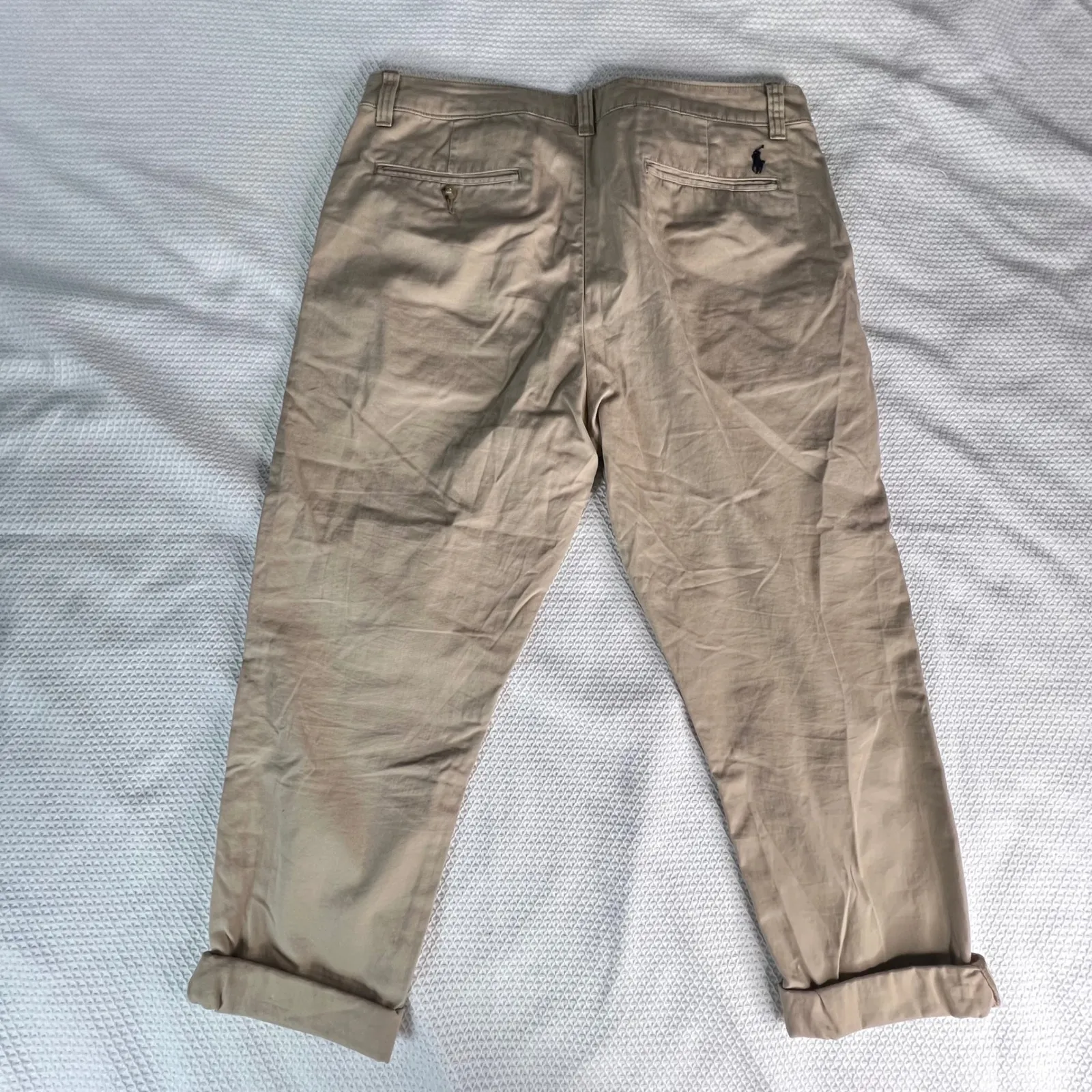 Polo Ralph Lauren Womens Khaki Chino Pants Sz 12 Cropped Cuff 100% Cotton Preppy - Image 8