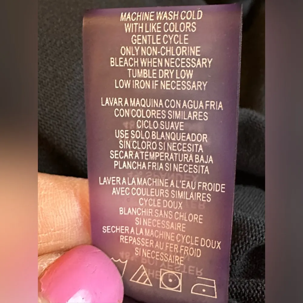 Calvin Klein Black Long Sleeve Cold Shoulder T Shirt Gold Metal Brand Mark Sz M - Image 6