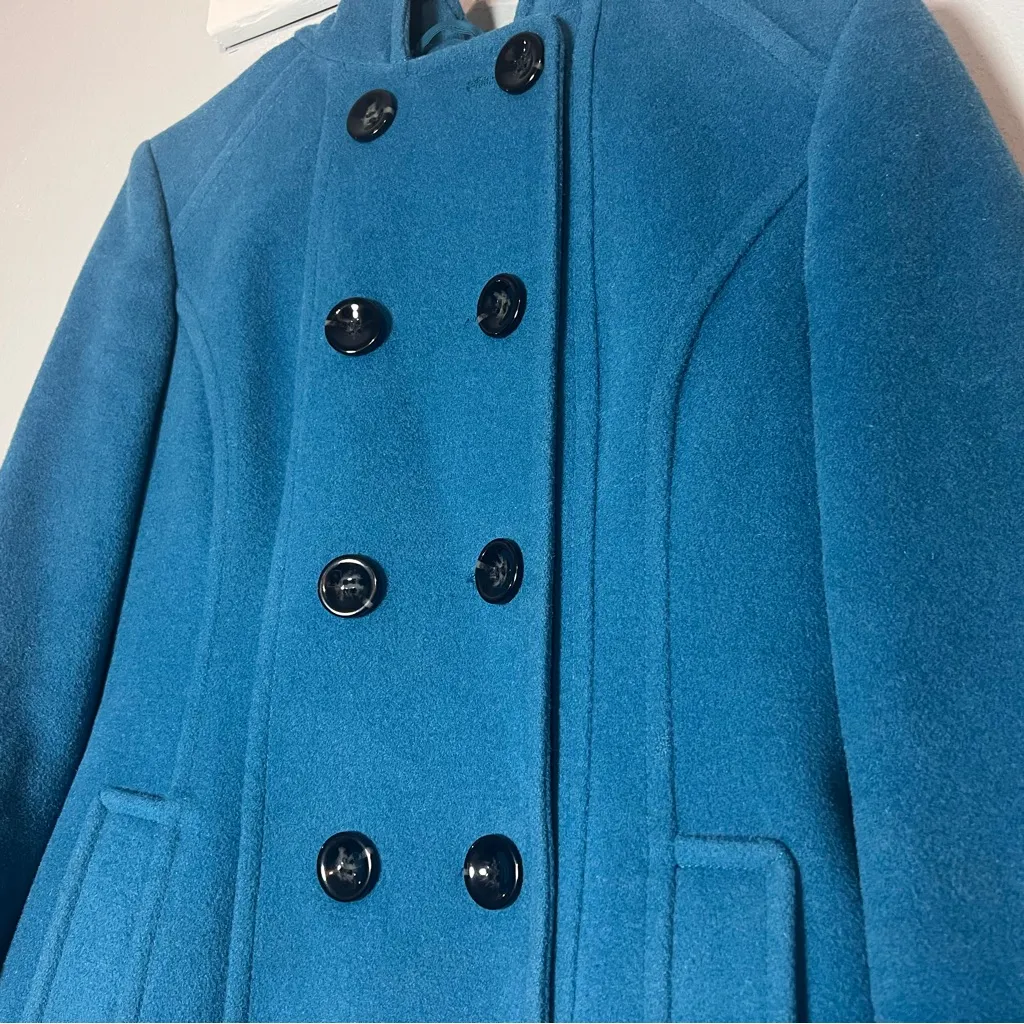 St. John's Bay Peacoat Jacket Blue Wool Cashmere Blend Double Breasted Small - Image 5