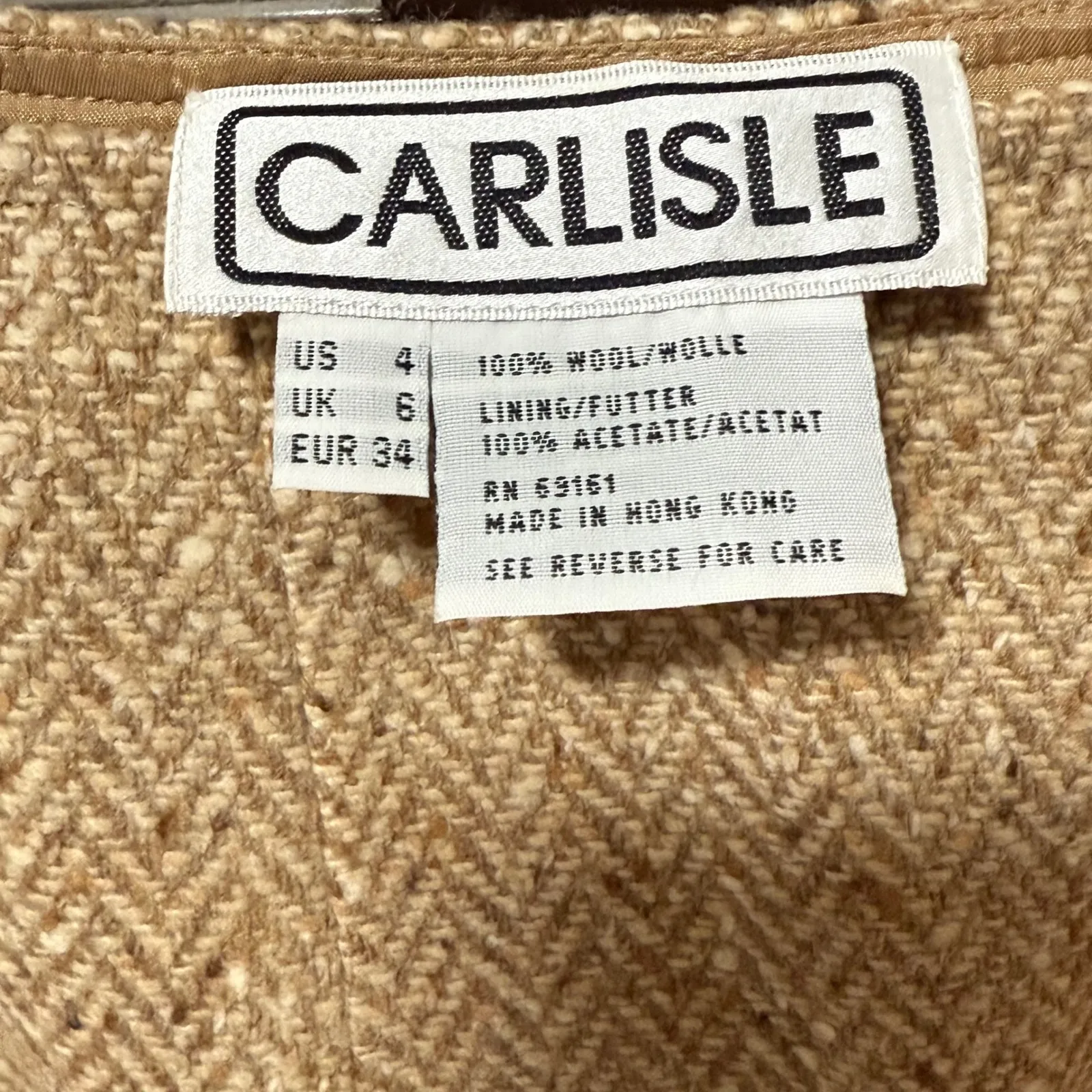 CARLISLE Gold Tweed Herringbone Pencil Skirt Women Size 4 - Image 5