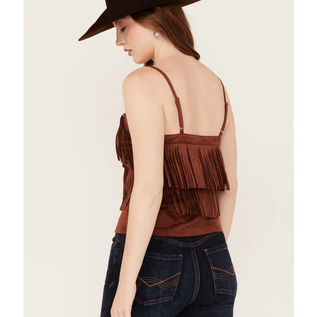 IDYLLWIND WOMEN'S STAFFORD FAUX SUEDE FRINGE TANK - Image 2