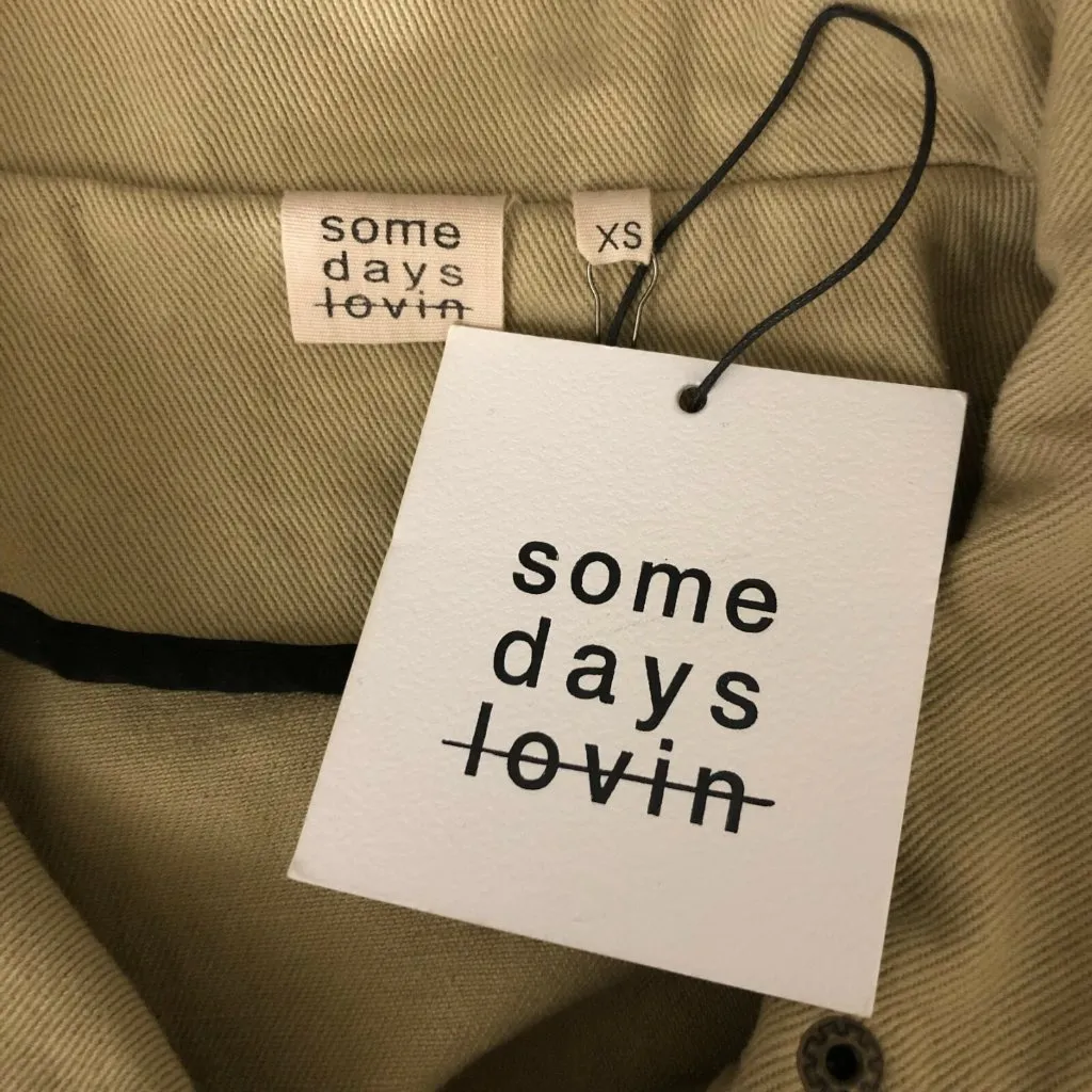 Some Days Lovin Womens Jacket Denim Utility Asymmetric Full Zip Beige XS - Image 4