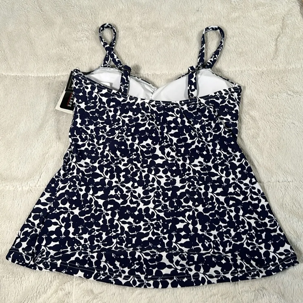 Island Escape Women's Bella Floral Tahiti Navy Tankini Swimsuit Swim Top 8 NEW Blue - Image 5