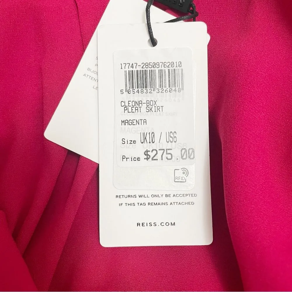 NWT Reiss Cleona Box Pleat Midi Skirt Magenta Red Pleated Women’s Size 6 NEW - Image 11