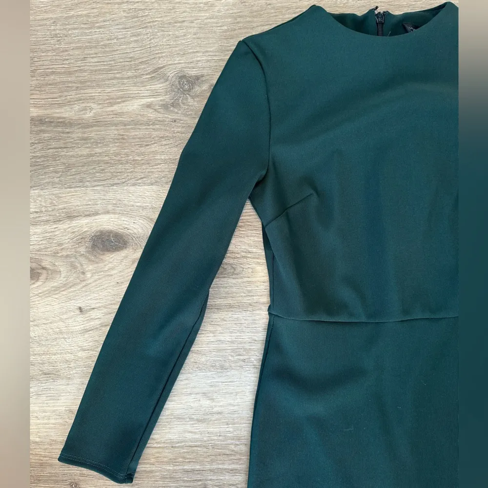 Topshop Long Sleeve Mini Dress Forest Green - Image 4