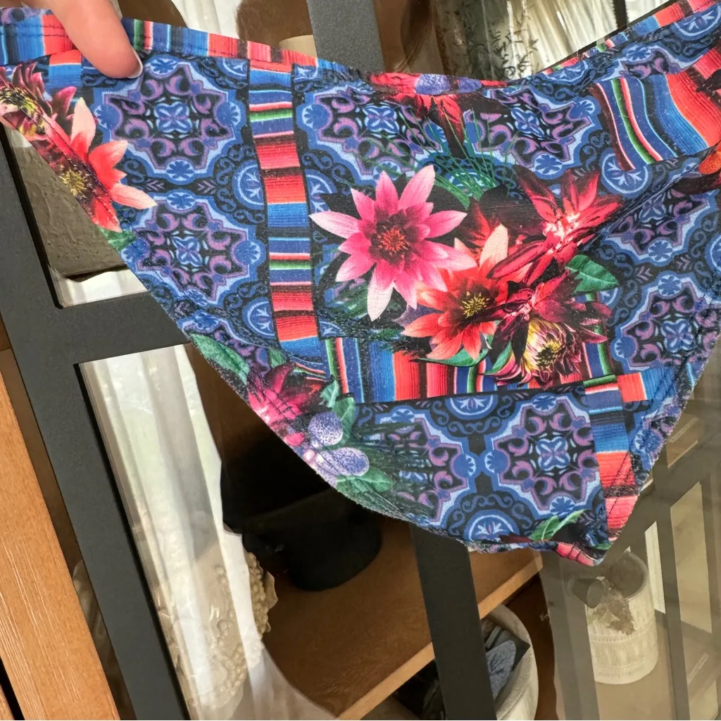 ASOS Aztec mexican kaleidoscope print bikini set colorful cutout tiefront floral - Image 6