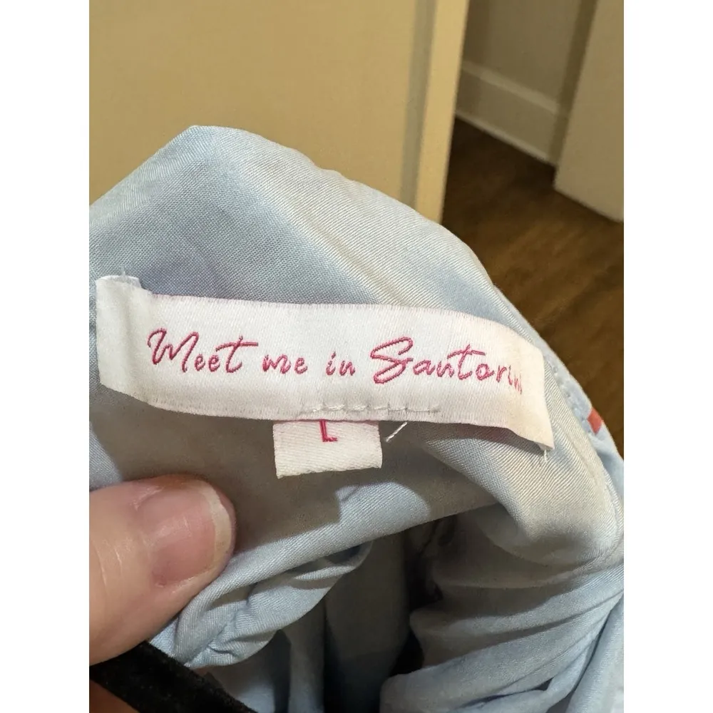 Meet me in Santorini Dreams Short Dress Abstract Asymmetrical Sundress Bow Large - Image 9