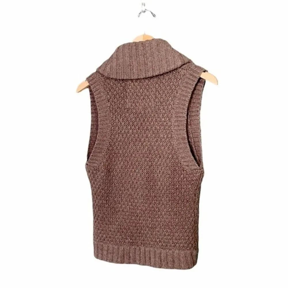 Abercrombie & Fitch Y2K Wool Sweater Vest Brown Shawl Collar Women’s Size Small - Image 4