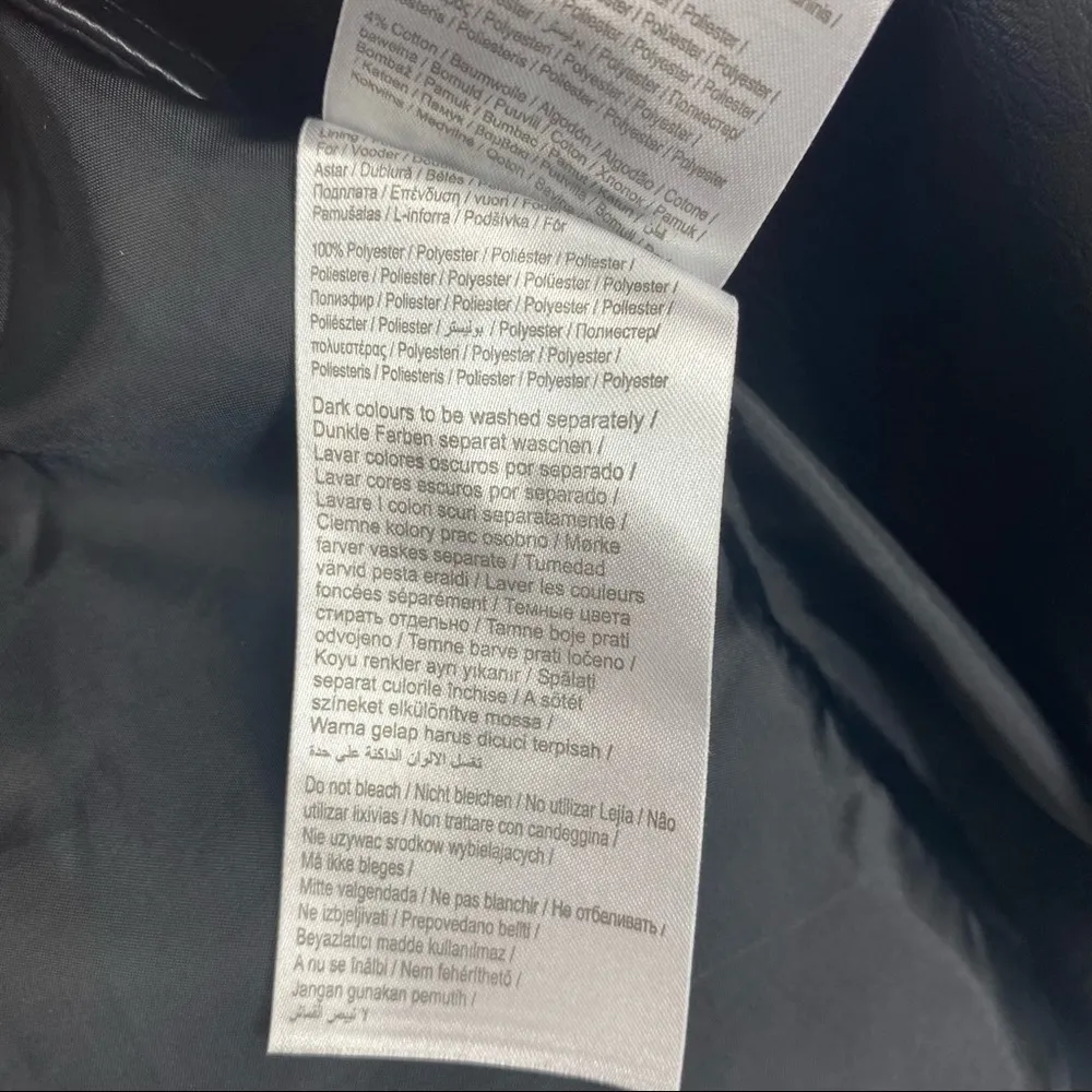 NOISY MAY Black Faux Leather Biker Moto Jacket Customized Babe on Back Small S - Image 10