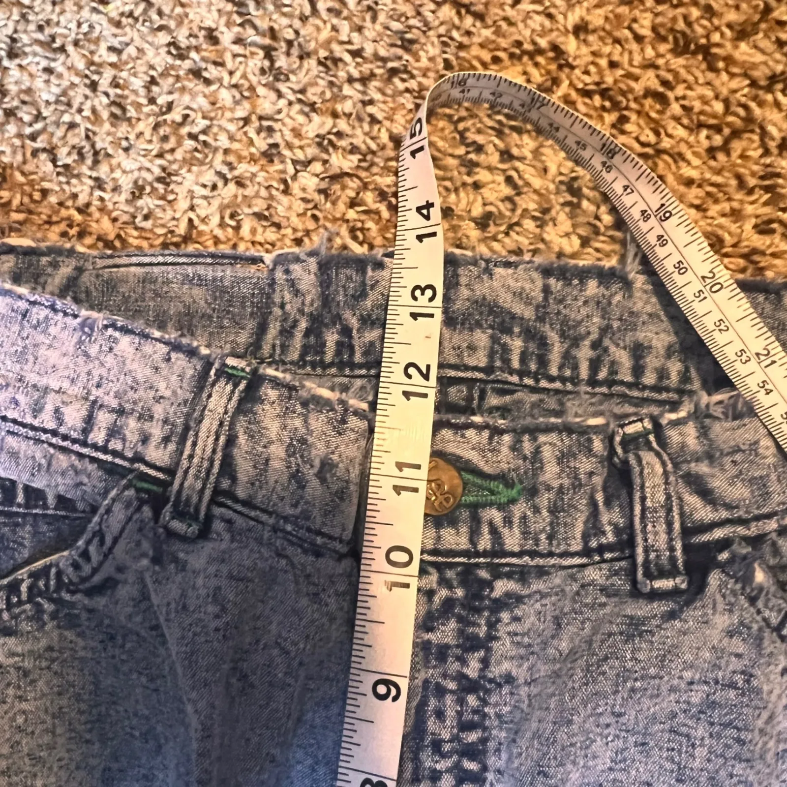 Lee Vintage‎ Acid Wash Denim Capri Jeans with Buttons Wide Leg Cropped - Image 8