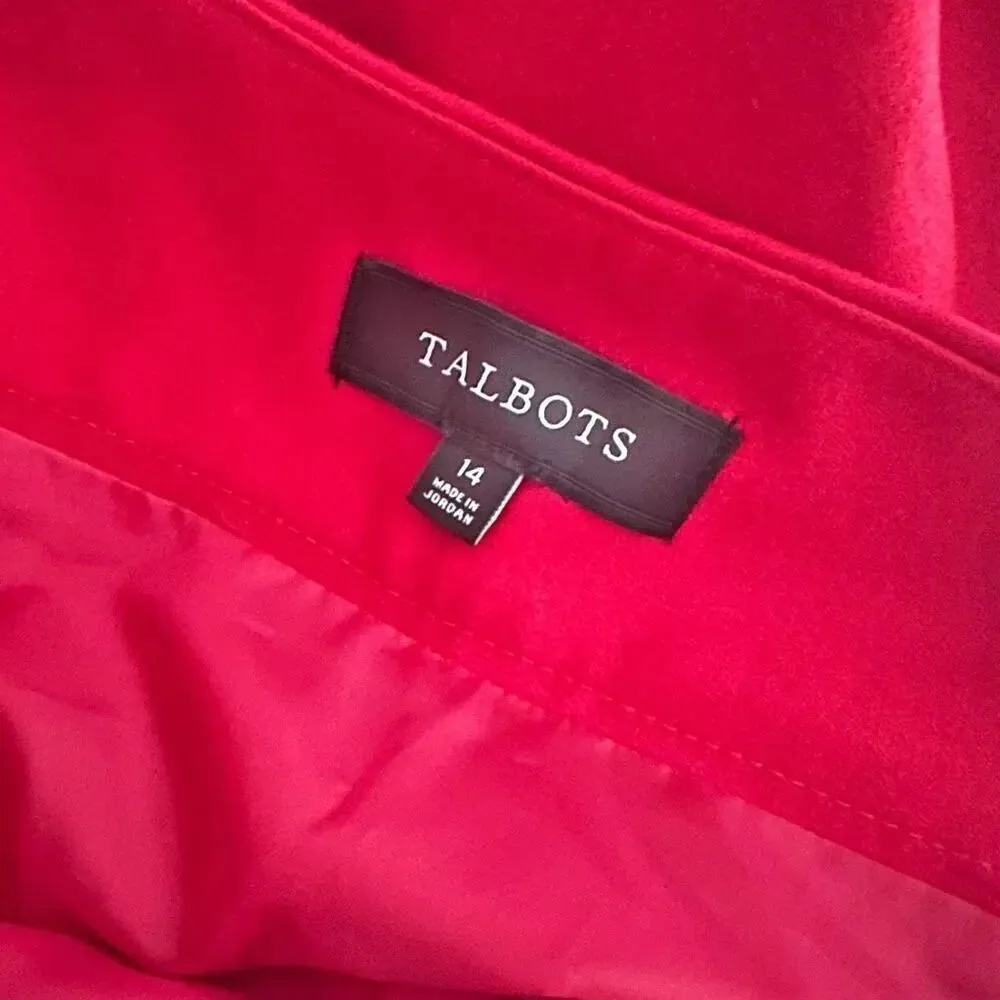 TALBOTS | A-Line Skirt Rich Christmas Fall Red Wool Lined Button Midi | Size 14 - Image 5