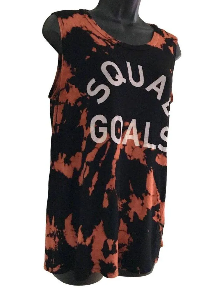 Bleach Dyed Black Tank Top Squad Goals Size Medium - Image 3