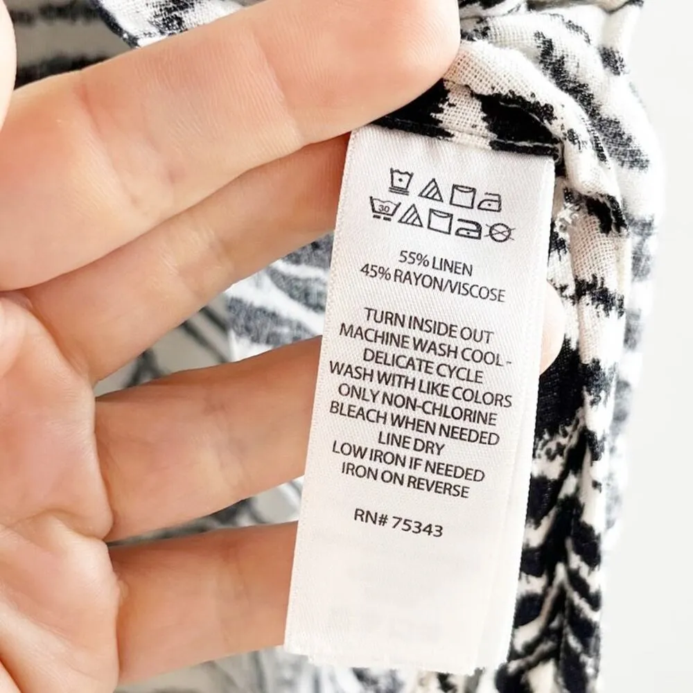 Cynthia Rowley Leaf Print Short Sleeve Midi Kimono Cover Up White Black One Size - Image 5