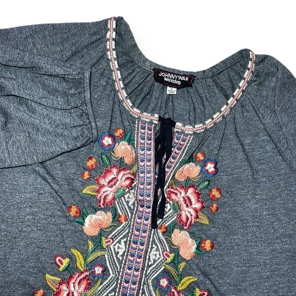 JOHNNY WAS Juliene Blouse Floral EmbroideredPeasant‎ Top - Image 2