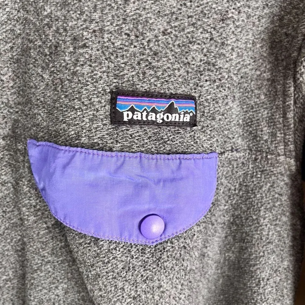Patagonia Womens Synchilla 1/4 Button Up Gray Purple Size XS Outdoor Active - Image 2