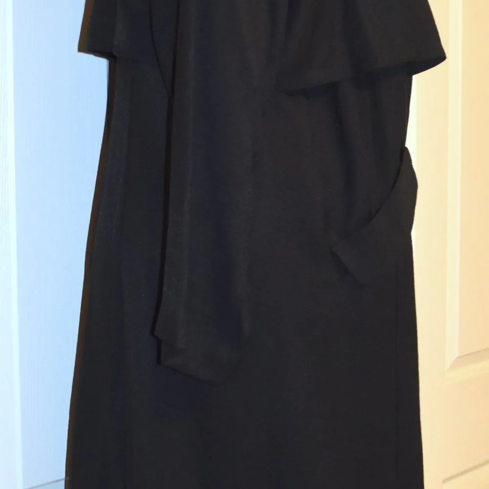 Sejour Minimalist Shawl Contemporary Lagenlook Black Crepe Duster - Image 10