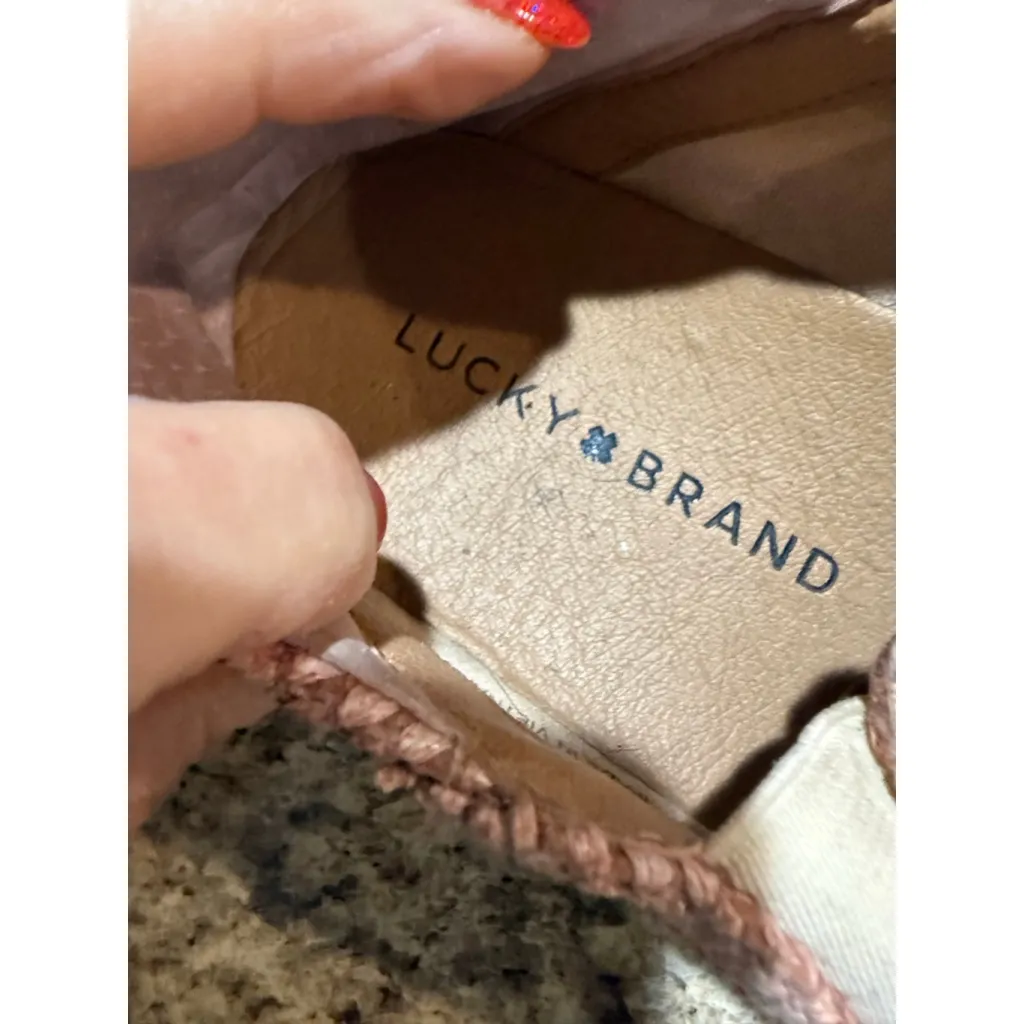 Women's Lucky Brand Pink Woven Flats & Loafers 8.5 with Blue Embroidery - Image 11