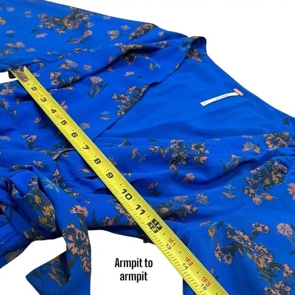 Free People Lilou Printed Bell Sleeve Dress in Cobalt Combo Fairycore Size S - Image 12