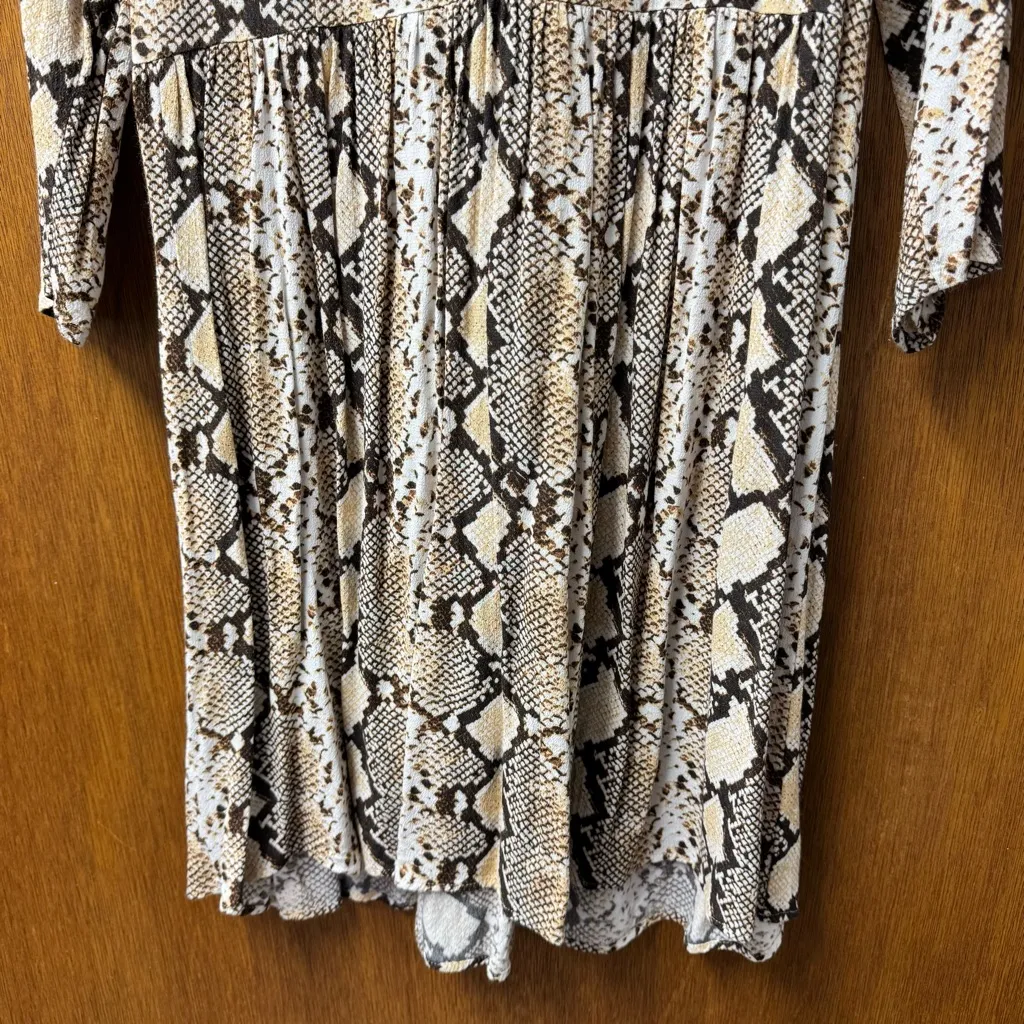 Anthropologie Maeve Juno Snake Print Button Down Long Sleeve Shirt Dress Medium - Image 6