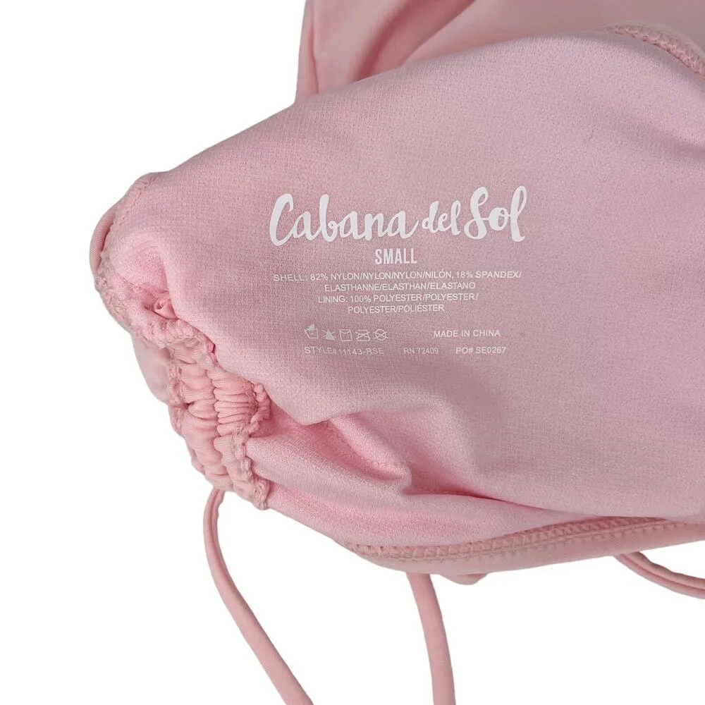 Cabana del Sol Swimsuit Bikini Pink String Short Sleeves Small New - Image 13
