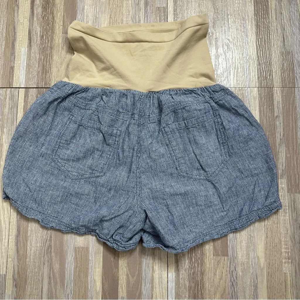Motherhood Maternity Cotton Blue Shorts with Tummy Panel, Size Large - Image 3