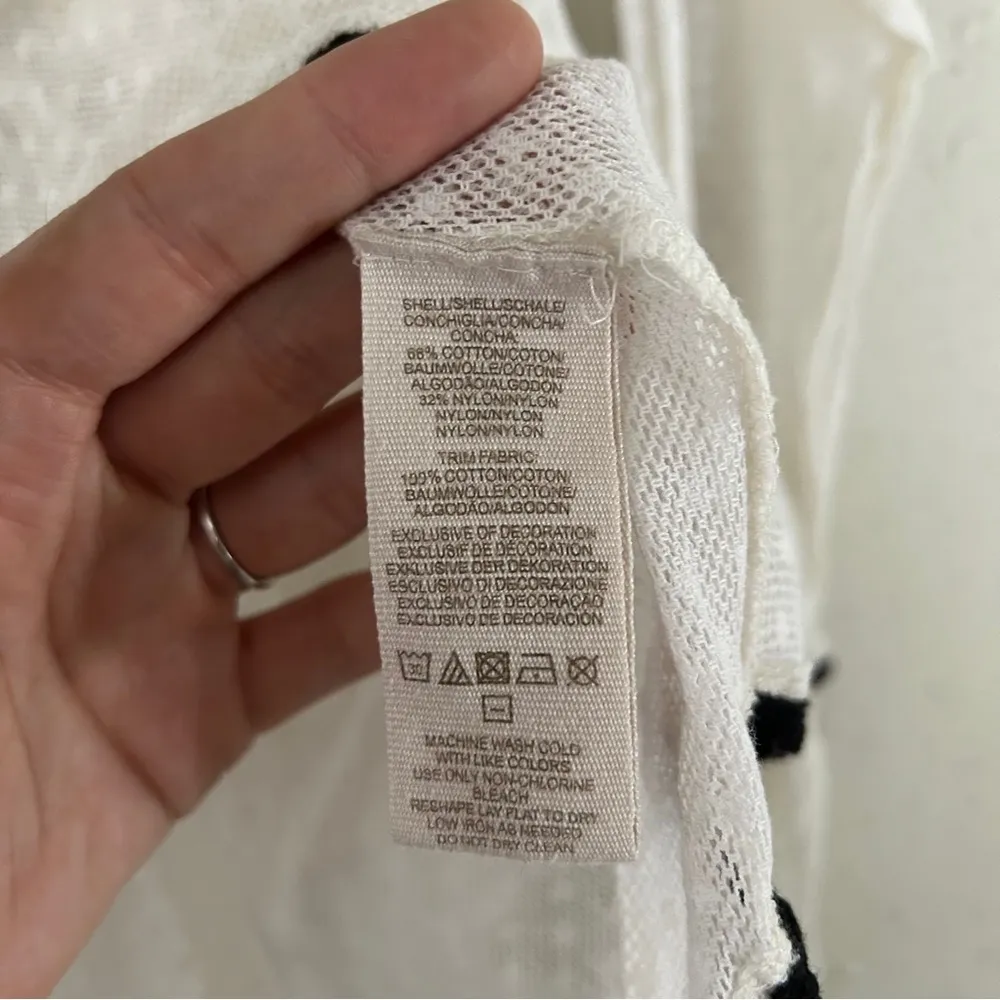 Free People White Black Floral Flowy Boho Bohemian Blouse Small - Image 3