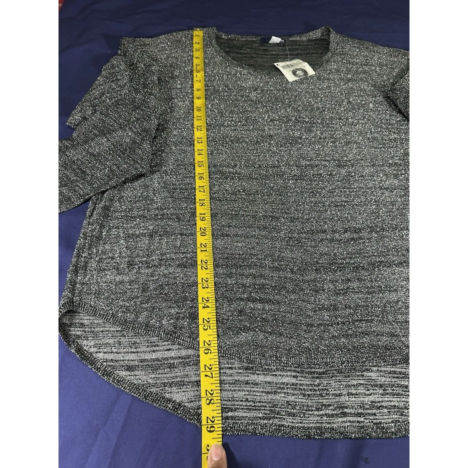 Basic Editions Black and Silver Knit Sweater, Womens Plus 1X. - Image 4