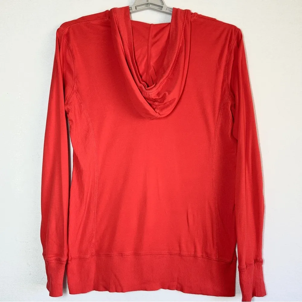 Old Navy Lightweight Pullover Hoodie XL Orange Cotton V Neck Long Sleeve - Image 4