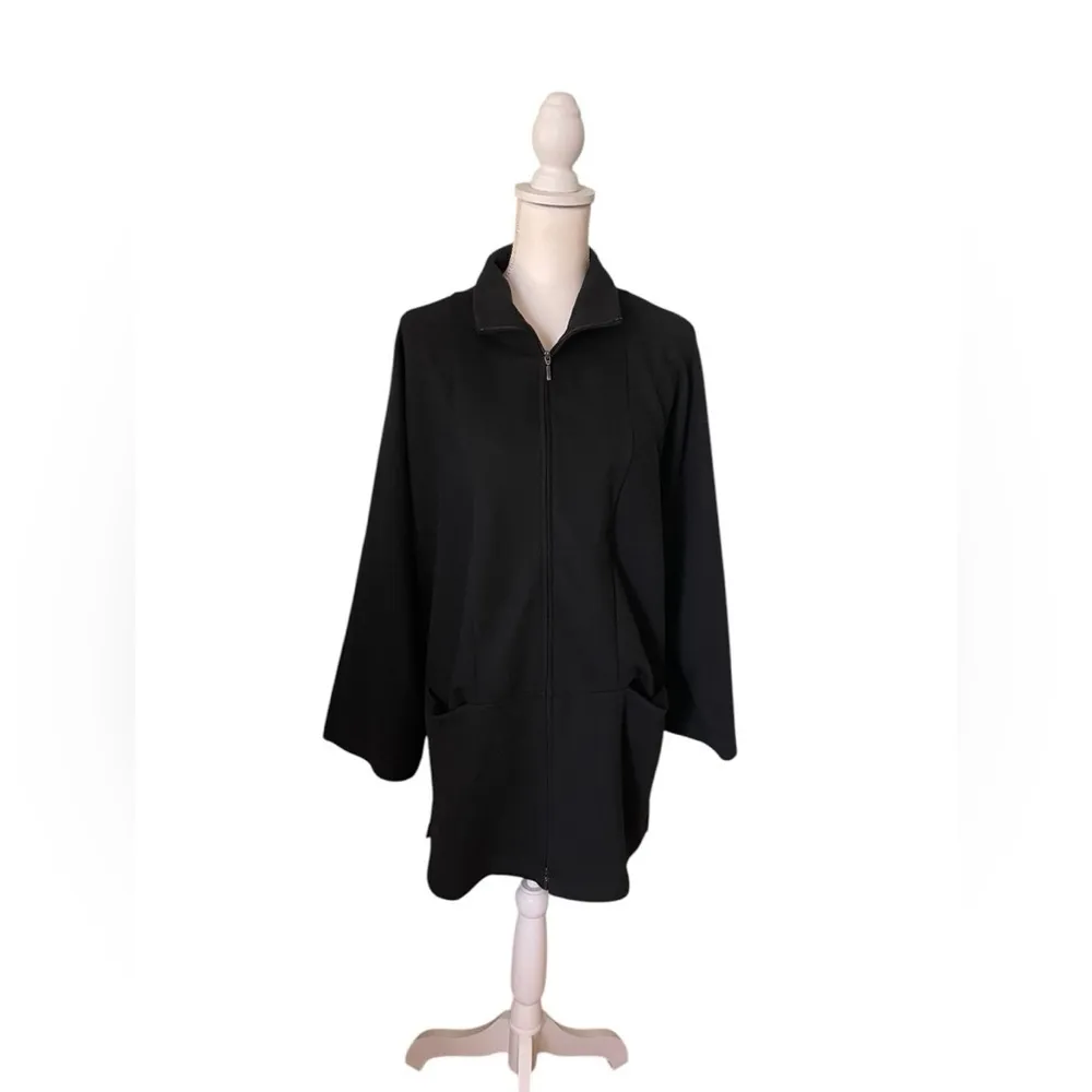 J.Jill Pure Jill Women’s Size Small Fleece Sweatshirt Mid Length Black Jacket - Image 3