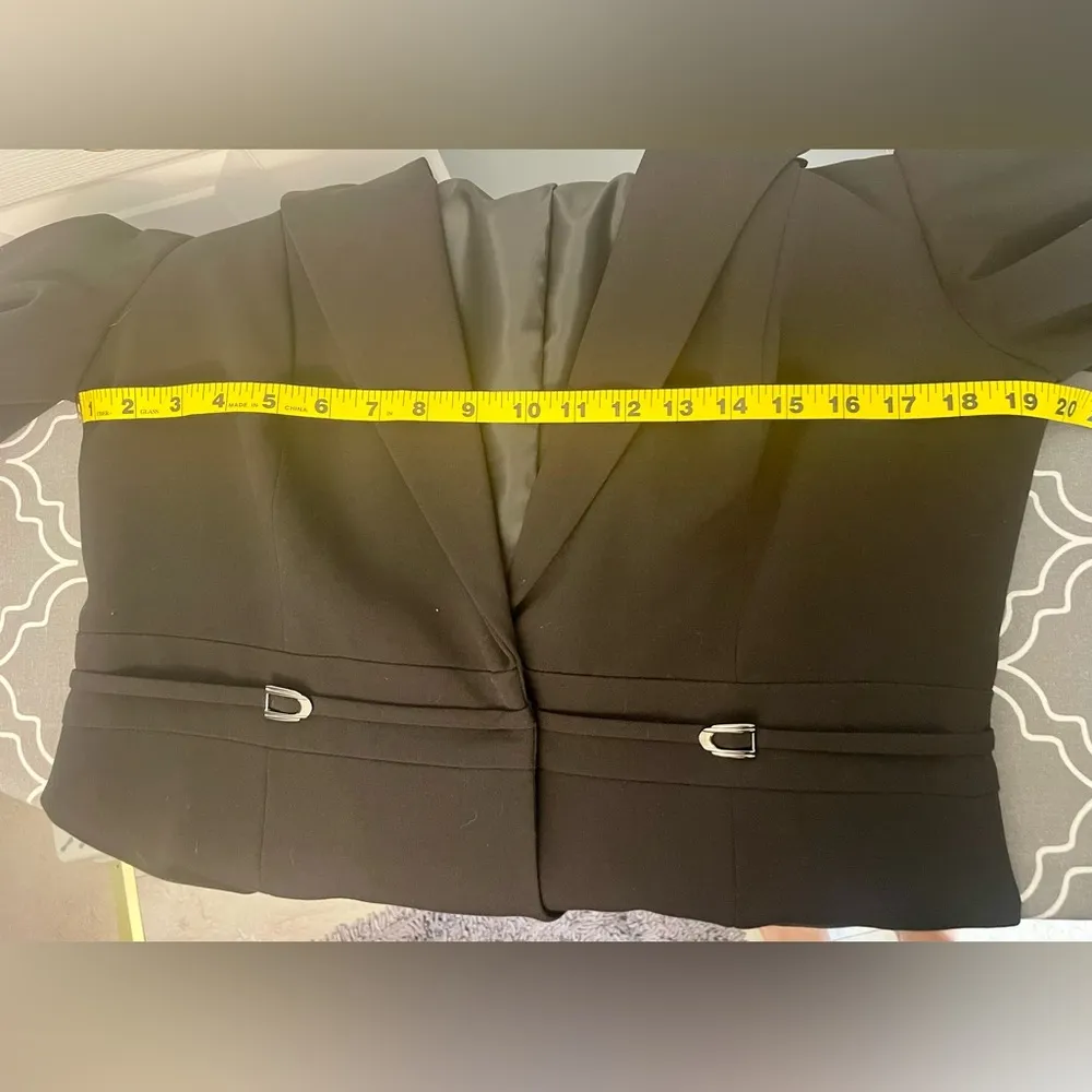 Black Two Piece Suit Jacket Pants Set women’s size 10 Interview - Image 14