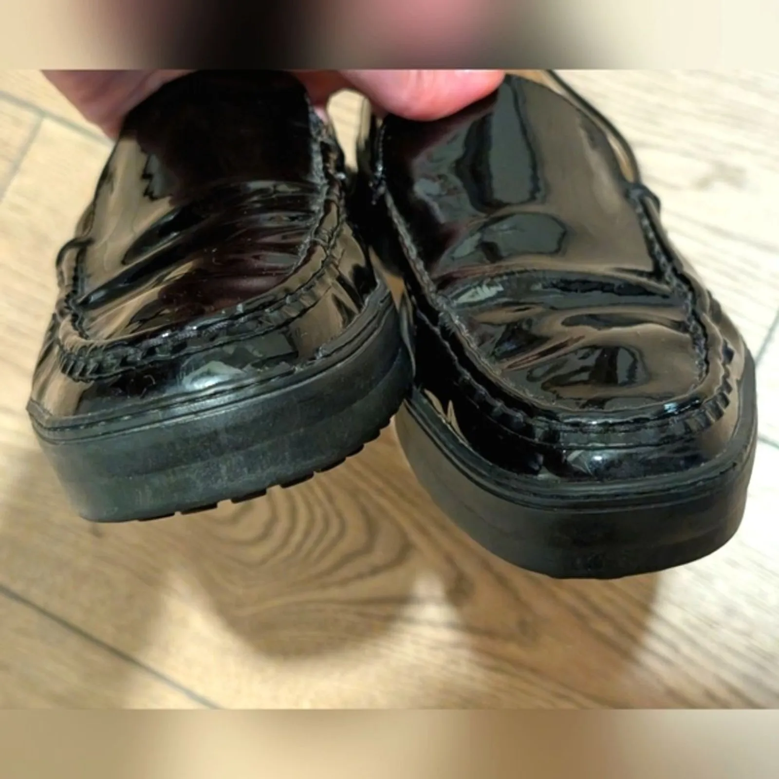 Tod's Womens 42 12 Shiny Black Patent Leather Slip On Loafers Driving Shoes - Image 6