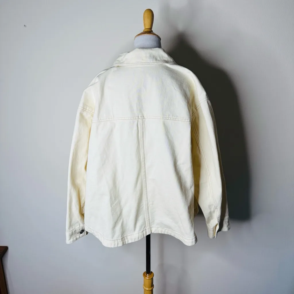 Future Collective Cream Oversized Denim Jacket Size M - Image 7