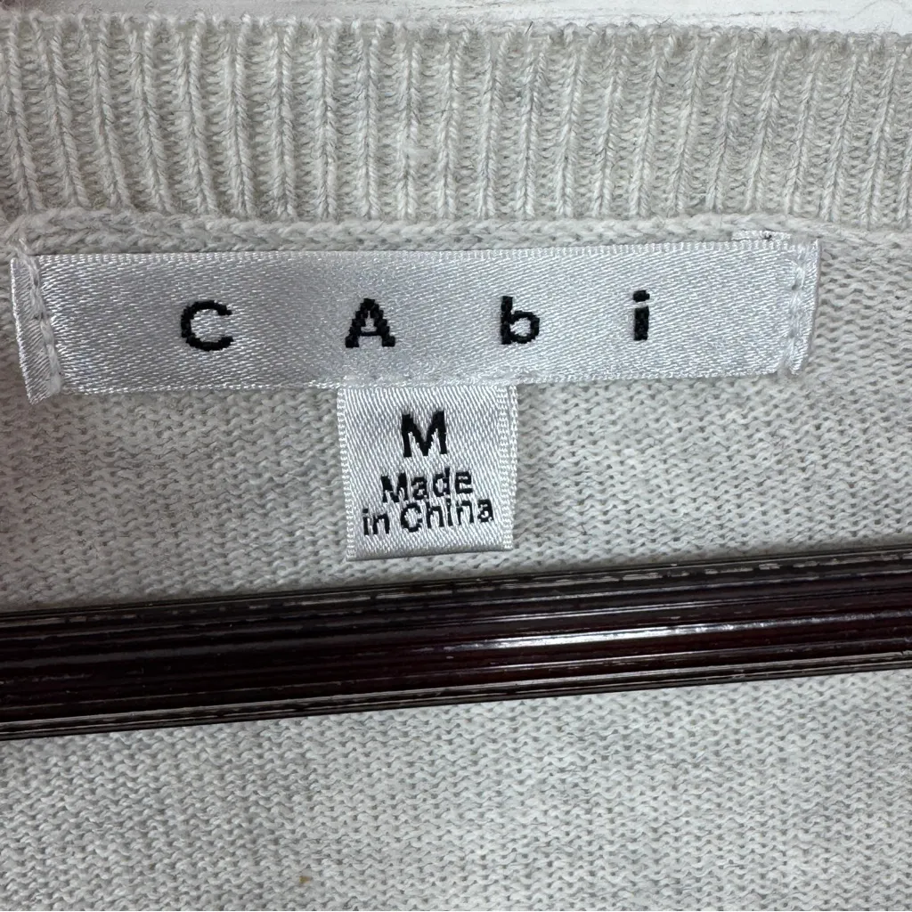 Cabi Colorblock Button Up Cardigan Sweater Tan Coral Red Medium - Image 8