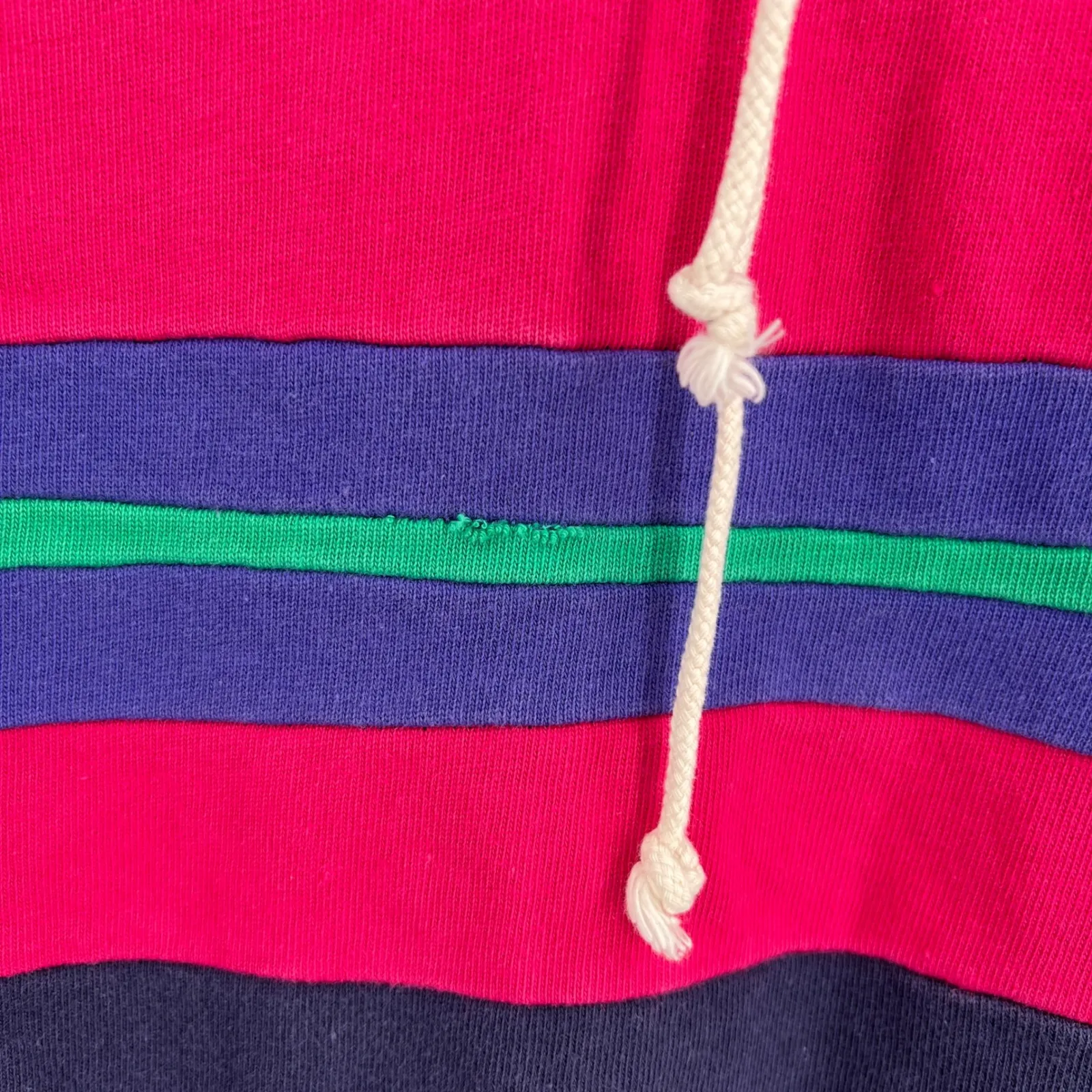 Vintage The Eagles Eye Rugby Sweatshirt Navy Pink Stripe L Cotton Fair Condition Blue Size L - Image 3