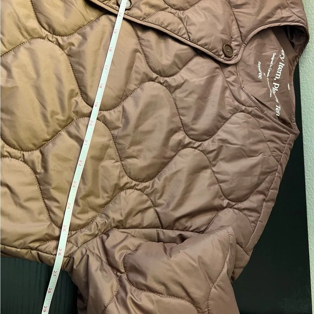 Tentree Women’s Brown Puffer Jacket XL Button Front - Image 13