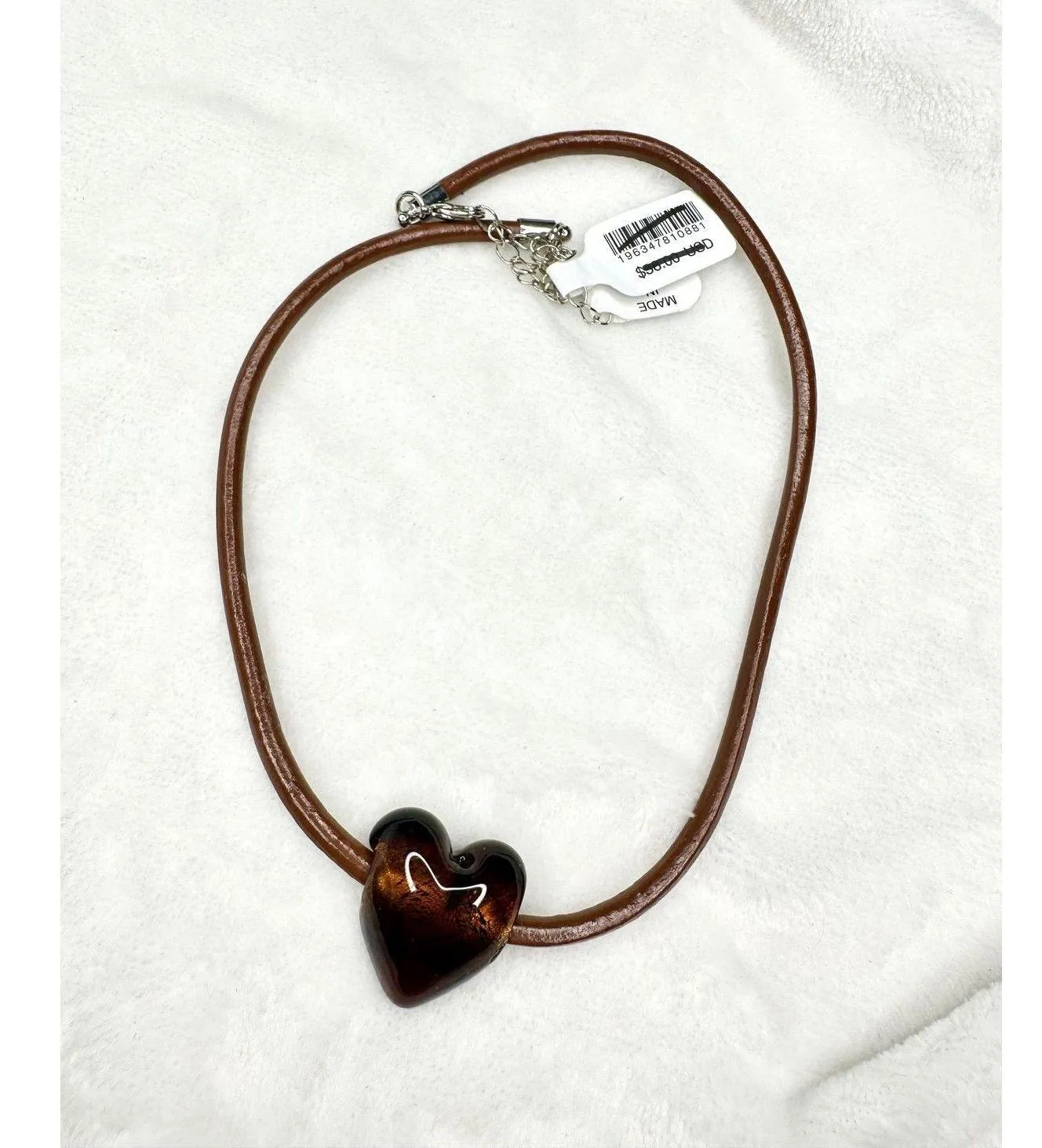 NEW Free People Under The Sea Collar Choker Glass Heart Pendant Bohemian Neutral - Image 4